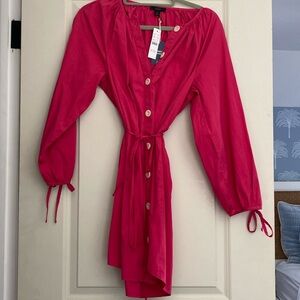 NWT J. Crew Tie-Sleeve Button Front Dress Size S Pink